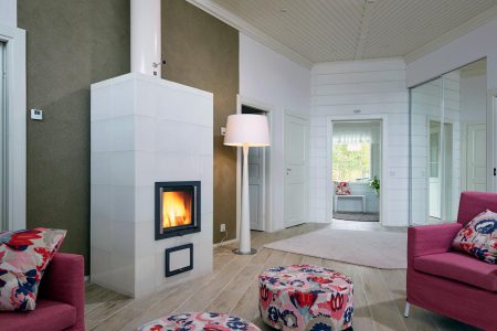 White custom fireplace